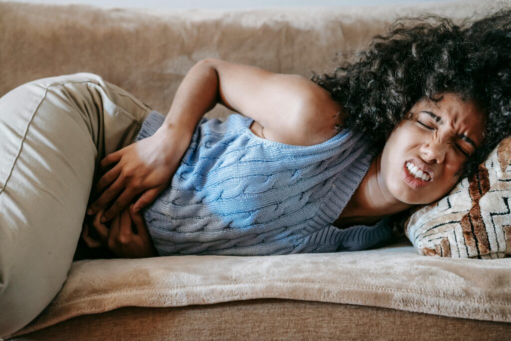 A woman with stomach problem